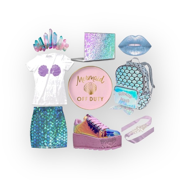 new Mermaid Off Duty ☻ Round Porcelain Trinket Tray Candy Dish ☻ Pink + Gold ☻ - Picture 9 of 10